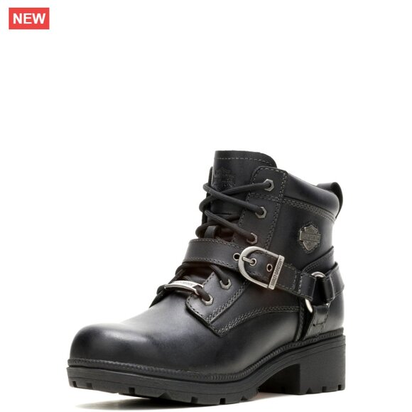 Leather Ankle Boots Size 6 Medium Lace-Up with Side Zipper Cushioned Comfort